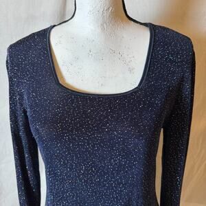 Rabbit Rabbit Rabbit Designs Womans Sz 8 Petite Navy Dress Sparkly Retro Y2K